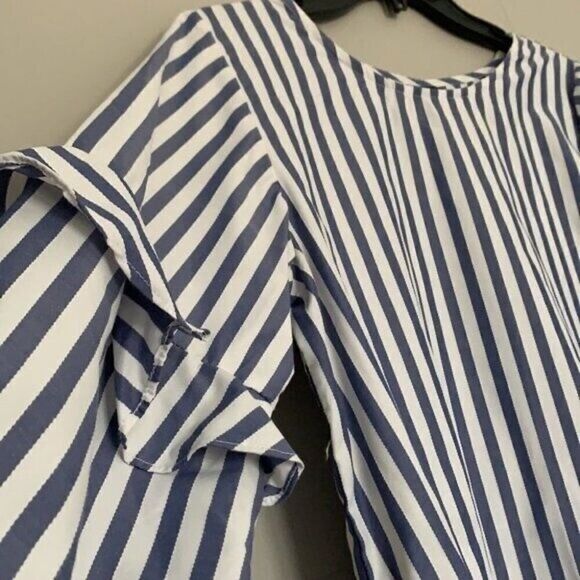 STYLE ENVY M Striped Oversized Long Ruffled Sleeves Blouse - Picture 9 of 12